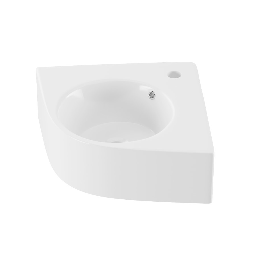 GRADE A1 - White Wall Hung Corner Basin 440mm - Theo