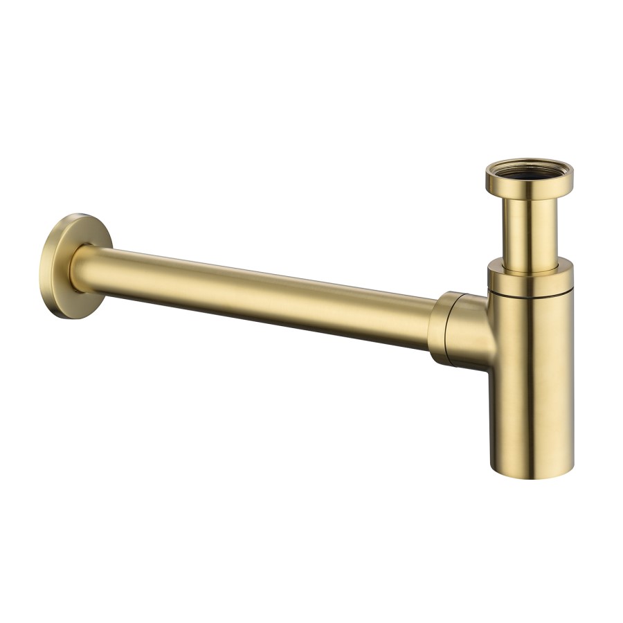 GRADE A1 - Brushed Brass Round Basin Bottle Trap - Arissa