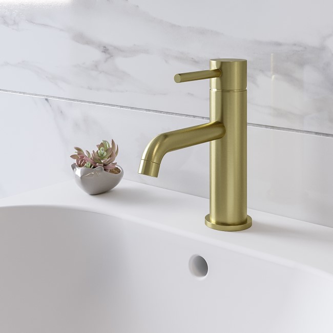 GRADE A1 - Brushed Brass Cloakroom Mono Basin Mixer Tap - Arissa