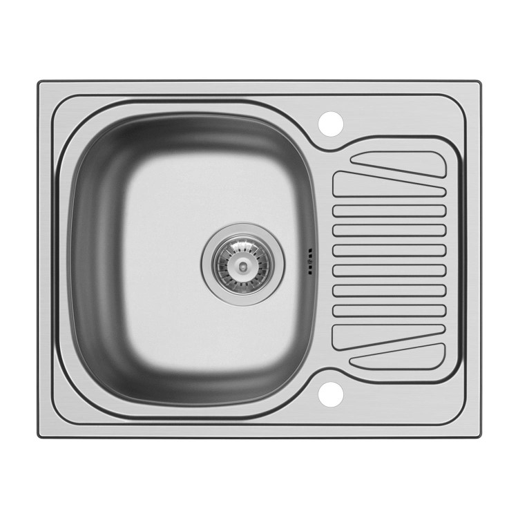 Single Bowl Inset Chrome Stainless Steel Kitchen Sink with Reversible Drainer - Essence Ava