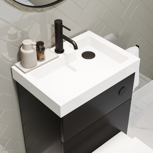 500mm Black Cloakroom Toilet and Sink Unit with Black Fittings - Valetta