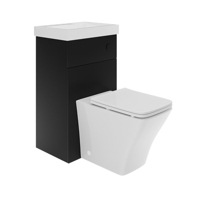 500mm Black Cloakroom Toilet and Sink Unit with Square Toilet and Black Fittings - Valetta