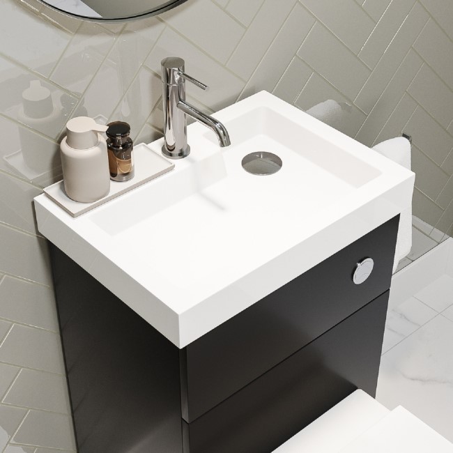 500mm Black Cloakroom Toilet and Sink Unit with Chrome Fittings - Valetta