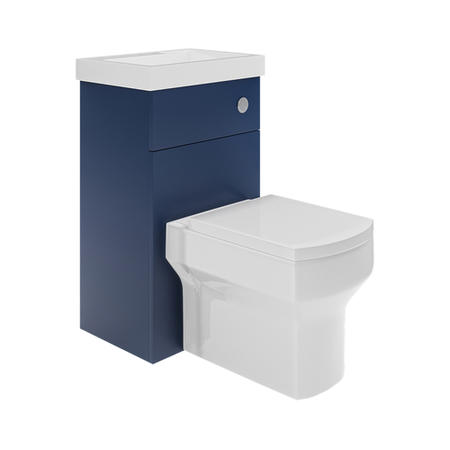 500mm Blue Cloakroom Toilet and Sink Unit with Chrome Fittings - Valetta