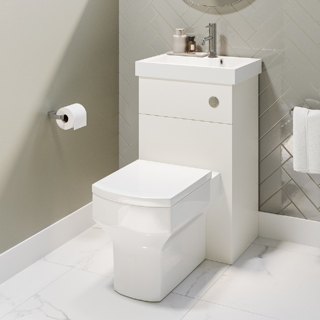 500mm White Cloakroom Toilet and Sink Unit with Chrome Fittings - Valetta