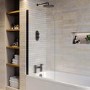 Freestanding Shower Bath Single Ended Left Hand Corner with Black Bath Screen 1500 x 740mm - Kona