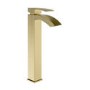 Brushed Brass Waterfall Tall Basin Mixer Tap & Freestanding Tap Pack - Wave