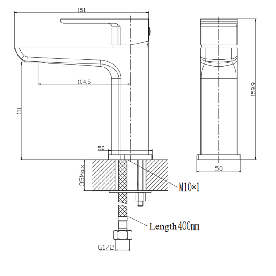 Chrome Mono Basin Mixer Tap With Waste - Zana