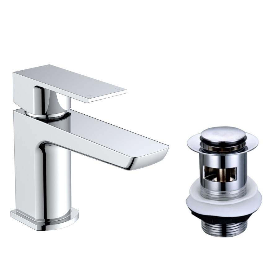 Chrome Mono Basin Mixer Tap With Waste - Zana