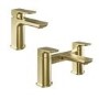 Zana Brushed Brass Basin Mixer Tap & Bath Filler Tap Pack