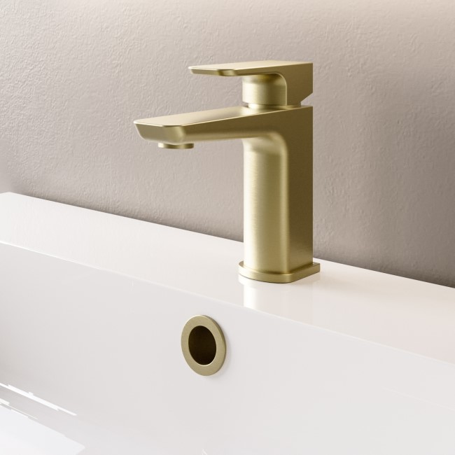 Zana Brushed Brass Basin Mixer Tap & Freestanding Tap Pack