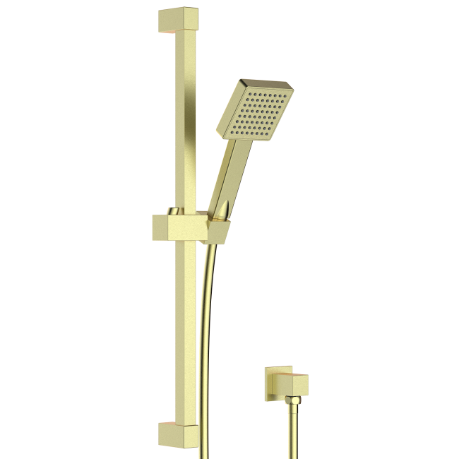 Brushed Brass Dual Outlet Wall Mounted Thermostatic Mixer Shower Set with Hand Shower - Zana