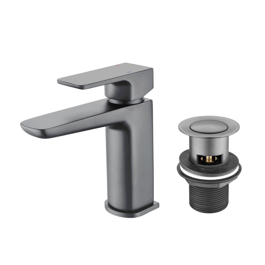 Gunmetal Mono Basin Mixer Tap With Waste - Zana