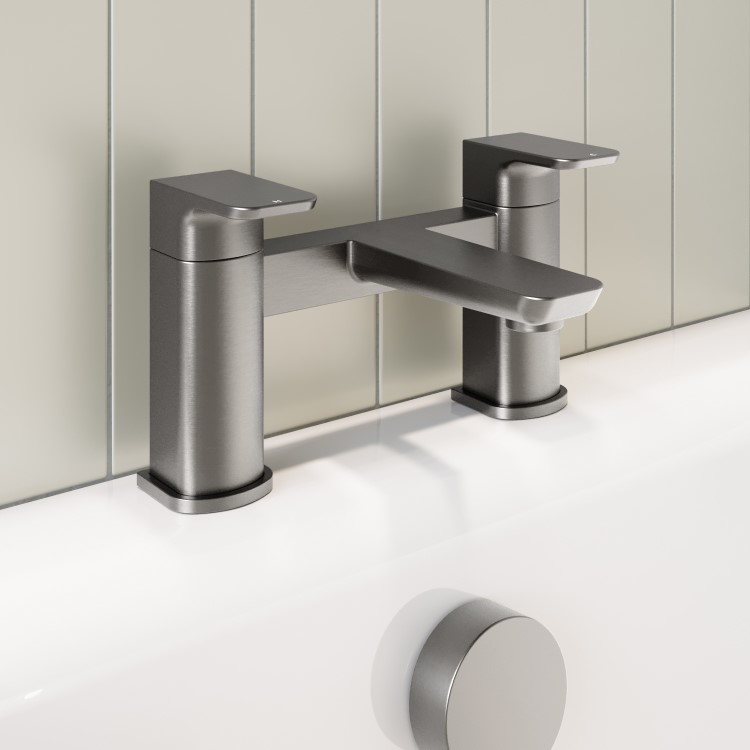 Gunmetal Grey Basin Basin Waste And Bath Tap Pack - Zana