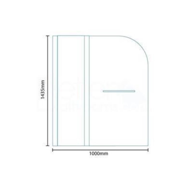 Curved Hinged Bath Shower Screen H1435 x W1000mm with Towel Rail