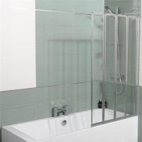 Large Straight 4 Fold Bath Shower Screen - H1400 x W1000mm