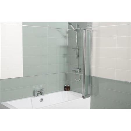 Large Straight 4 Fold Bath Shower Screen - H1400 x W1000mm