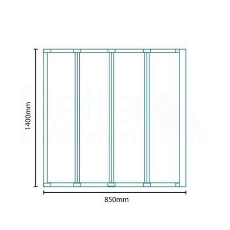 Large Straight 4 Fold Bath Shower Screen - H1400 x W1000mm