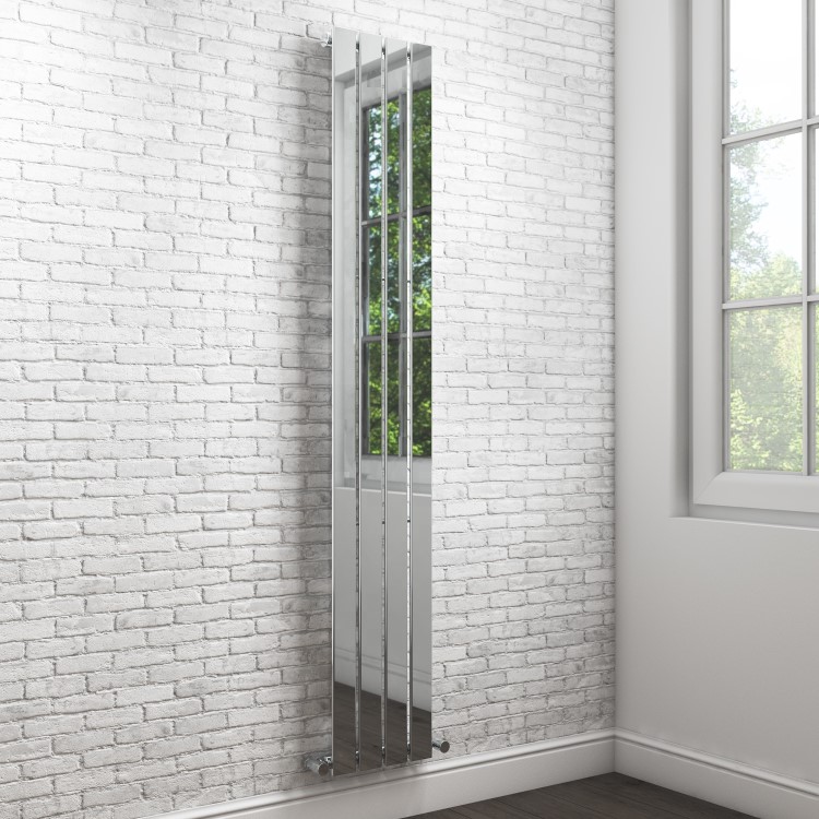 Vega 1800 x 300mm Single Flat Panel Chrome Vertical Radiator