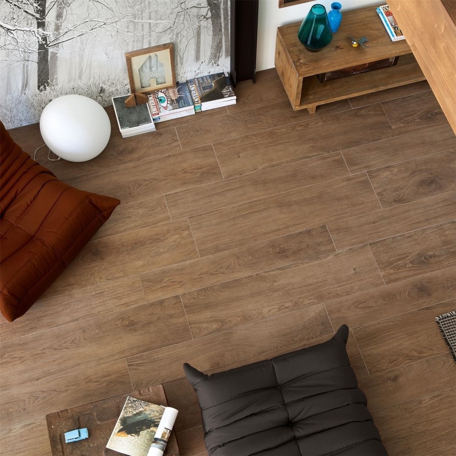 Trendwood Oak Natural Glazed Porcelain Rectified Floor Tile