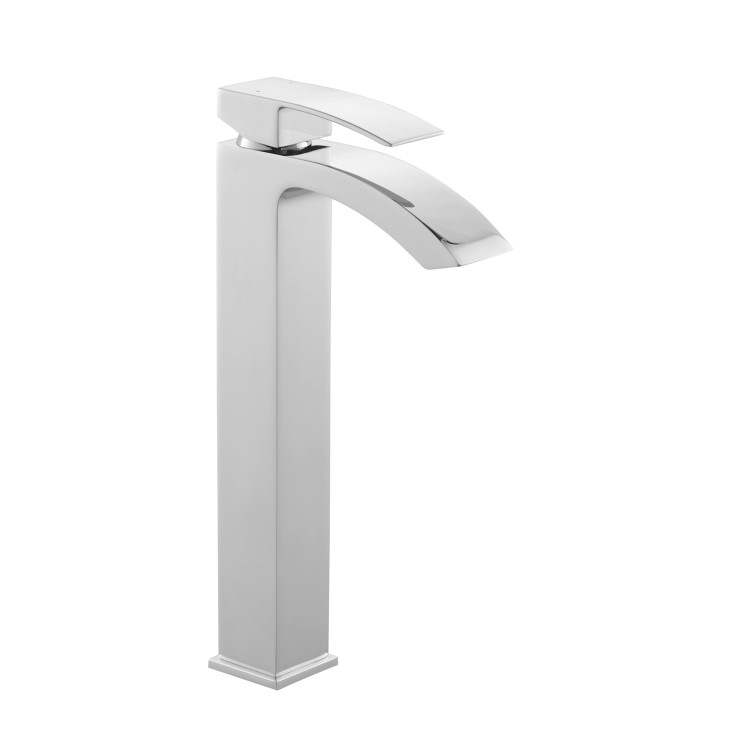 Chrome Tall Mono Basin Mixer Tap - Wave