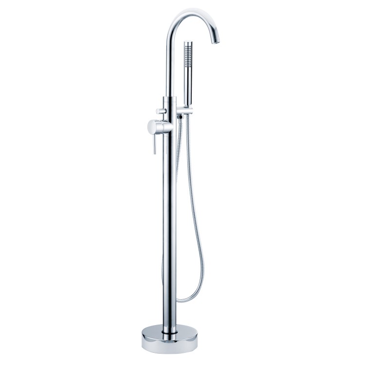 Chrome Freestanding Bath Shower Mixer and Basin Tap Set - Arissa