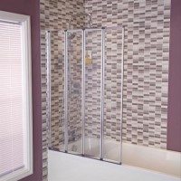 Large Straight 4 Fold Bath Shower Screen - H1400 x W1000mm