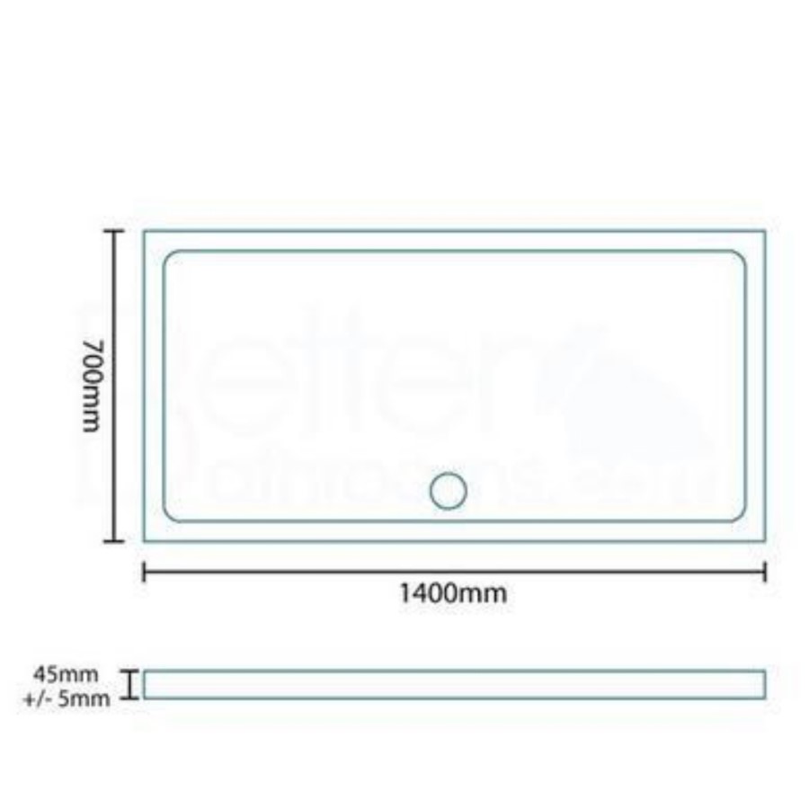 Stone Resin Low Profile Rectangular Shower Tray 1400 x 700mm  - Slim Line