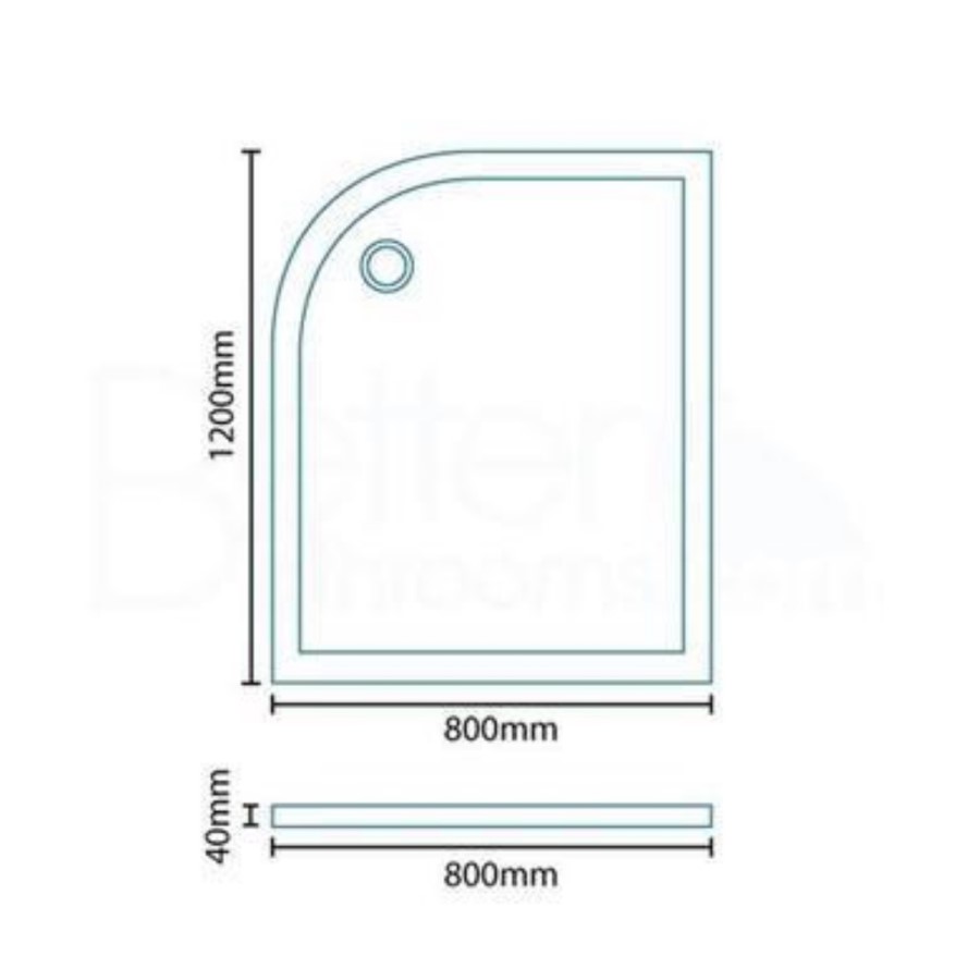 Offset Quadrant Left Hand Low Profile Shower Tray - 1200 x 800mm - Slim Line