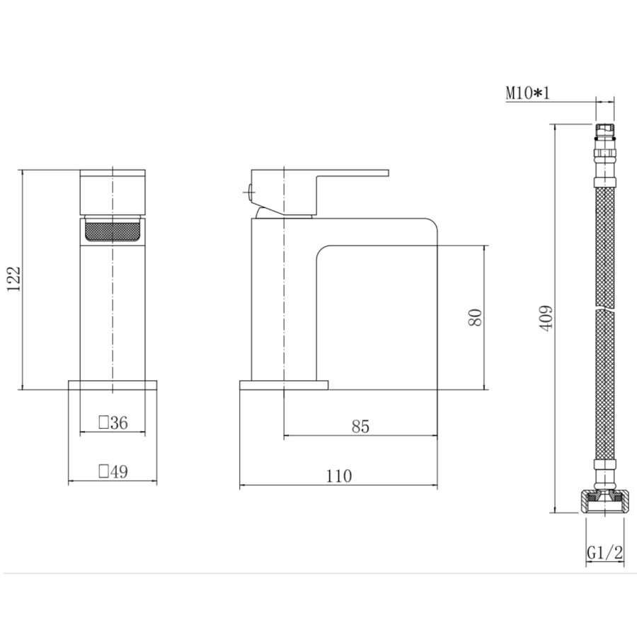 GRADE A1 - Quadra Cloakroom Waterfall Basin Mixer Tap