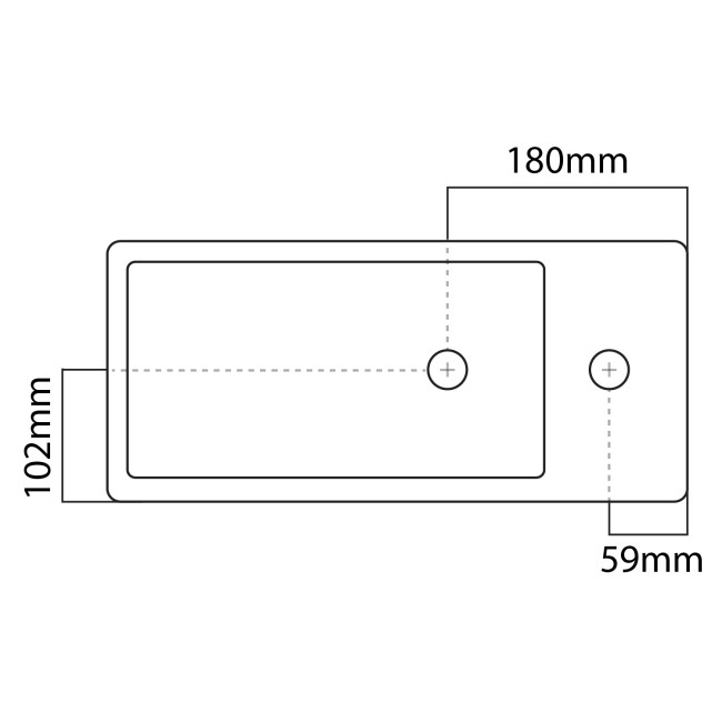 Cloakroom Wall Hung Basin Right Hand 405mm - Detroit