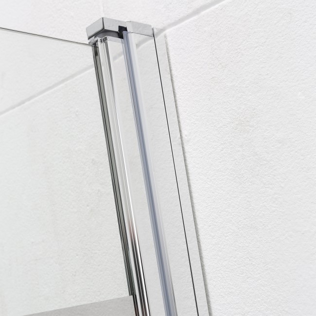 GRADE A1 - Shower Bath Screen with Mirrored Panel - H1400 x W850mm