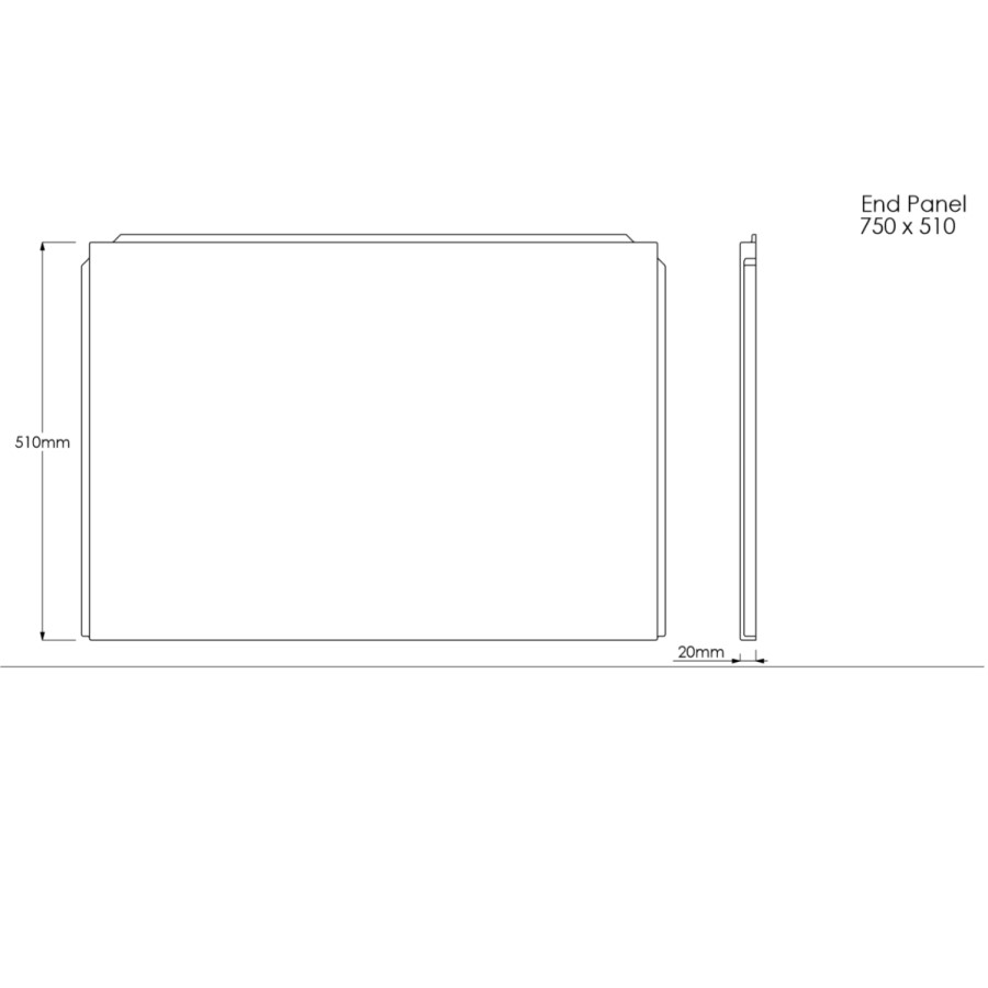 700mm P Shaped Acrylic Bath End Panel - Portland