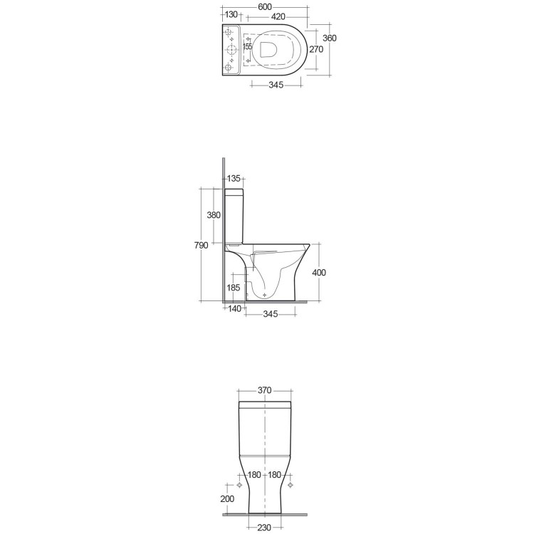 RAK Resort Short Projection Rimless Close Coupled Toilet with Soft Close Seat