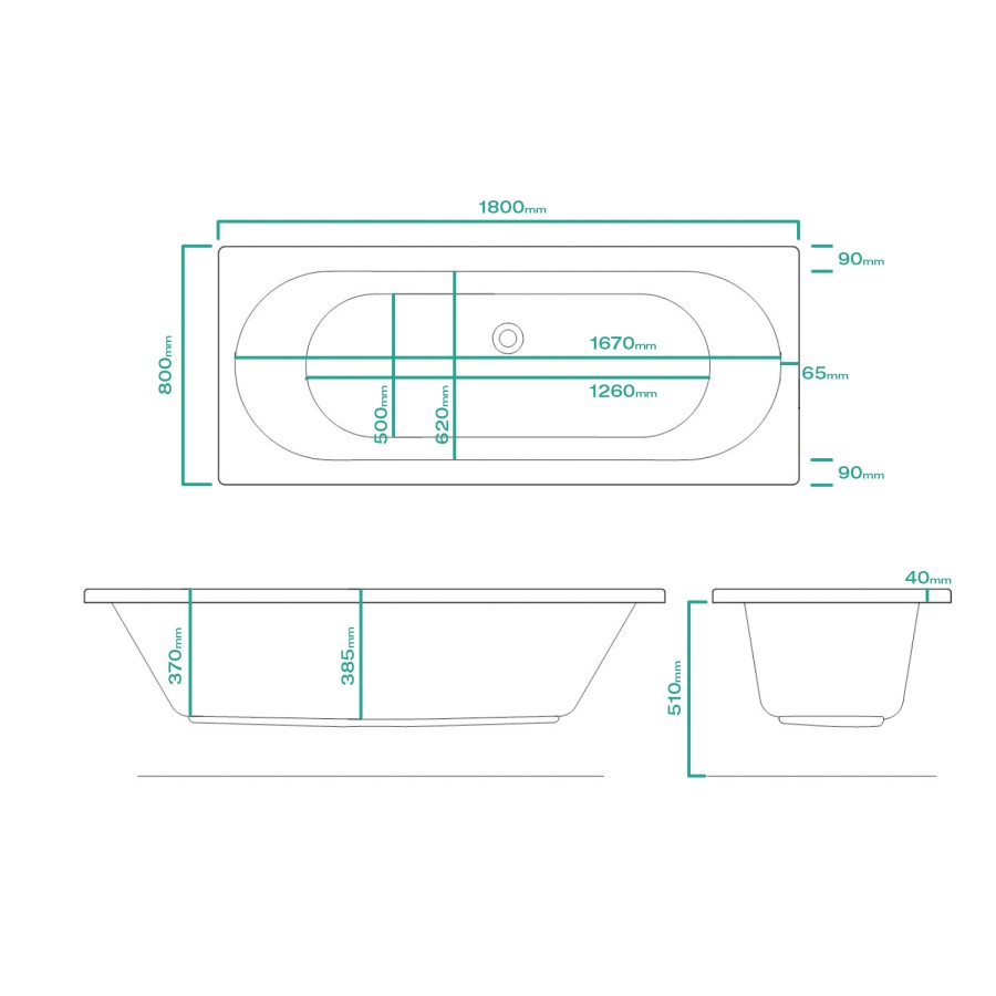 Burford Round Double Ended Bath - 1800 x 800mm