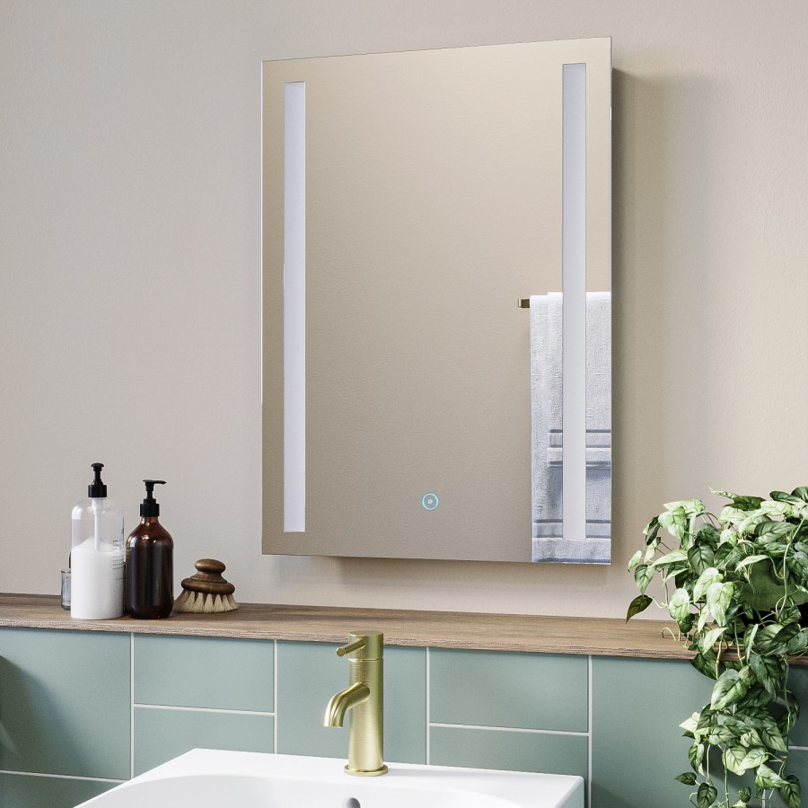 Rectangular Heated Bathroom Mirror with Lights 500 x 700mm - Capella