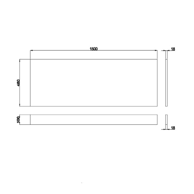 1500 Single Ended Square Bath with White Gloss Bath Front & End Panel