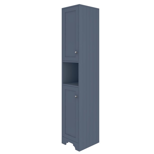 Double Door Blue Freestanding Tall Bathroom Cabinet 350 x 1884mm- Baxenden