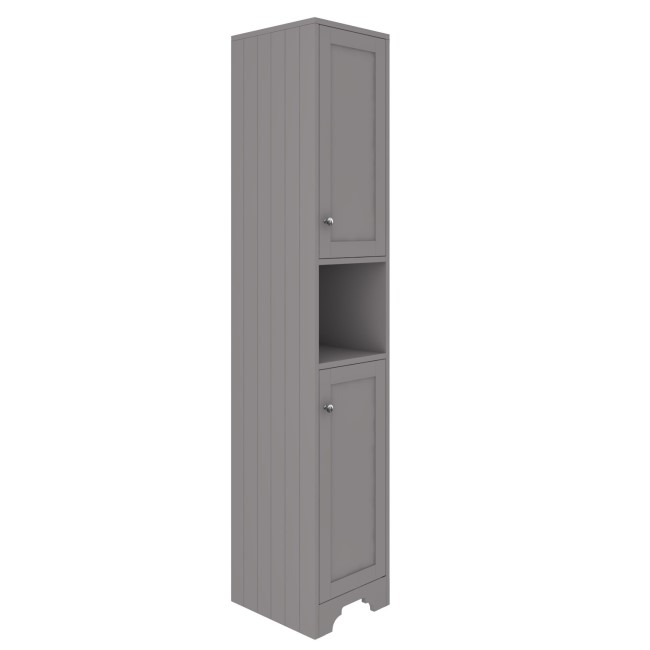 Grey Freestanding Tall Bathroom Cabinet 350mm - Baxenden