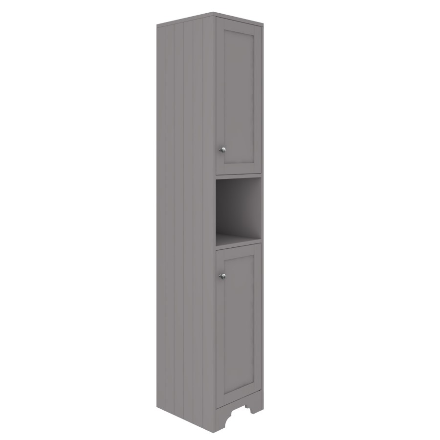 Double Door Grey Freestanding Tall Bathroom Cabinet 350 x 1884mm- Baxenden