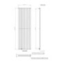 White Vertical Single Panel Radiator 1600 x 480mm - Margo