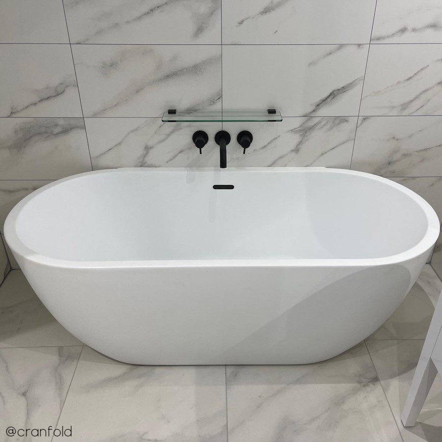 GRADE A2 - Matt White Freestanding Double Ended Bath 1645 x 745mm - Lisbon