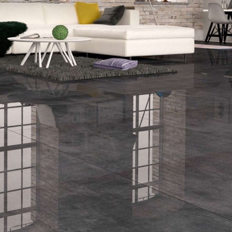 Graphite Polished Floor/Wall Tile 800 x 800mm - Ampla