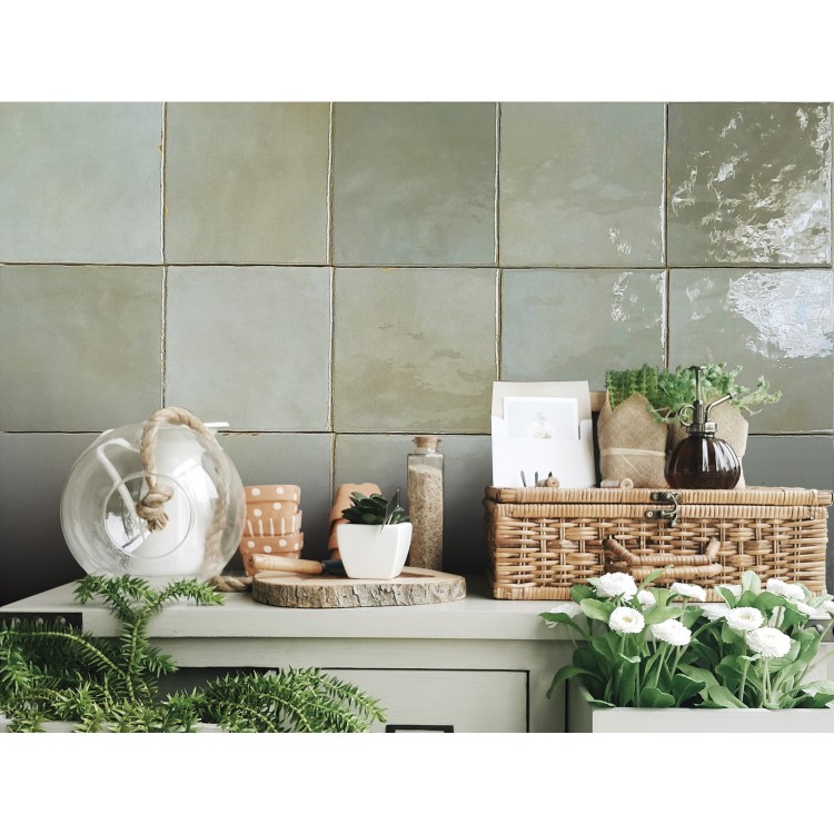 Sage Green Shaded Effect Wall Tile 132 x 132mm - Sombra