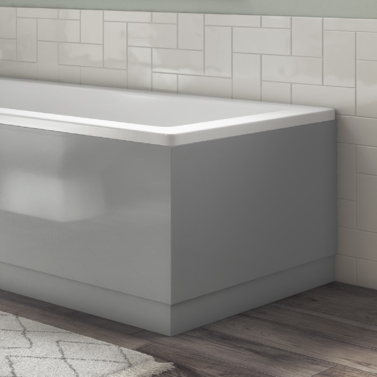 L Shape Grey Gloss Bath End Panel - Ashford 