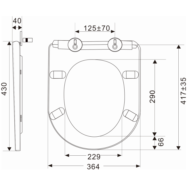 GRADE A2 - White Round Soft Close Toilet Seat with Quick Release - Newport