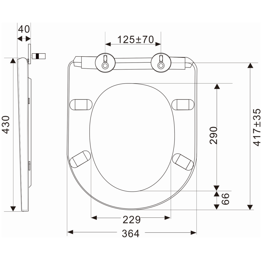 GRADE A1 - Newport Soft Close Wrap Seat For CC & BTW Pans