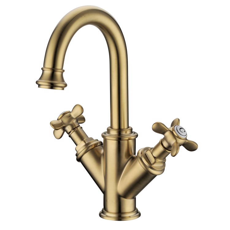 GRADE A1 - Brass Double Lever Basin Mixer Tap - Camden