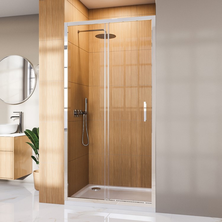 GRADE A2 - 1200mm Chrome Sliding Shower Door 8mm Glass - Pavo