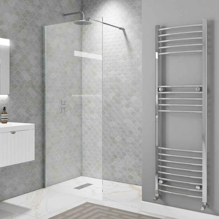 GRADE A1 - 1400mm Frameless Wet Room Shower Screen - Corvus